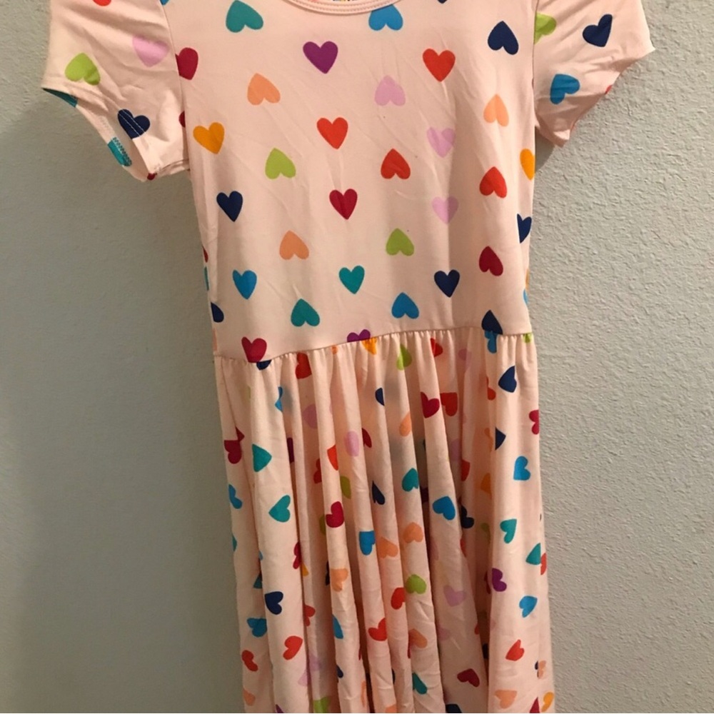 Dot Dot Smile Girls' Pink Heart Print Short-Sleeve Dress Size 8/10
